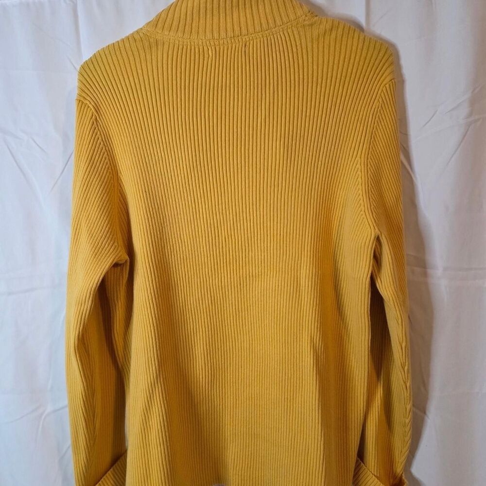 Charter Club Ribbed Cardigan Sweater XL Yellow Button Front Cotton Blend Knit - Picture 9 of 9